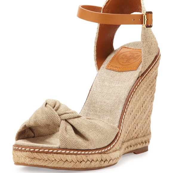 Tory Burch Macy Gold/Natural Linen Espadrilles 9.5 - Picture 2 of 8